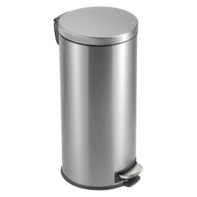 8-Gallon Round Stainless Steel Step Trash Can Kitchen