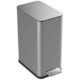 2.6 Gallon Slim Rectangular Stainless Steel Kitchen  Step Trash Can