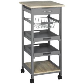 Rolling Kitchen Cart with Pull-Out Tray