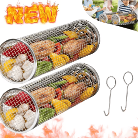 2-pack  Barbecue mesh cage+2 hooks - outdoor barbecue tool