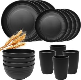 Large Kitchen Wheat Straw Dinnerware 16PCS Set