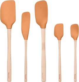 Silicone Spatula with Wooden Handle Set of 5