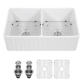 33 Inch White Farmhouse Apron Front Ceramic Kitchen Sink