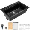 33 inch Kitchen Sink Workstation, Top Mount Granite Sinks, Drop-In Single Bowl Farmhouse Basin with Multiple Accessories