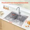 30 inch Kitchen Sink Workstation, 304 Stainless Steel Top Mount Sinks, Drop-In Single Bowl Farmhouse Basin with Ledge & Multiple Accessories