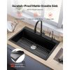 33 inch Kitchen Sink Workstation, Top Mount Granite Sinks, Drop-In Single Bowl Farmhouse Basin with Multiple Accessories