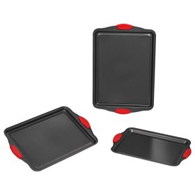 Baking Pans Set, 3-Piece, Nonstick Carbon Steel Cookware Sheets (Default: Default)