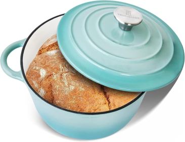 4.5 QT Cast Iron Dutch Oven (Color: Aqua)